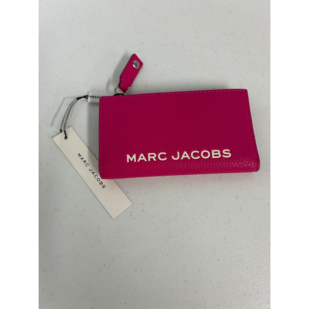 Marc Jacobs Pink Pebbled Leather Bifold Wallet with Burgundy Interior NWT